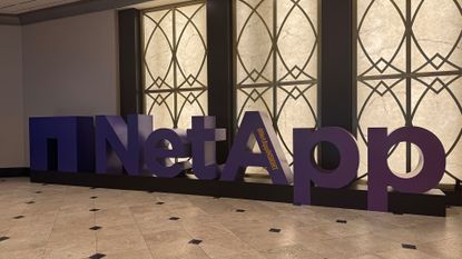 NetApp logo pictured at the MGM Grand Casino and Hotel in Las Vegas ahead of the 2026 NetApp Insight conference.