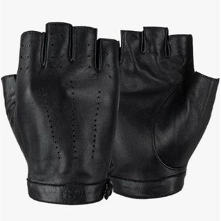 Womens Fingerless Leather Gloves in Black