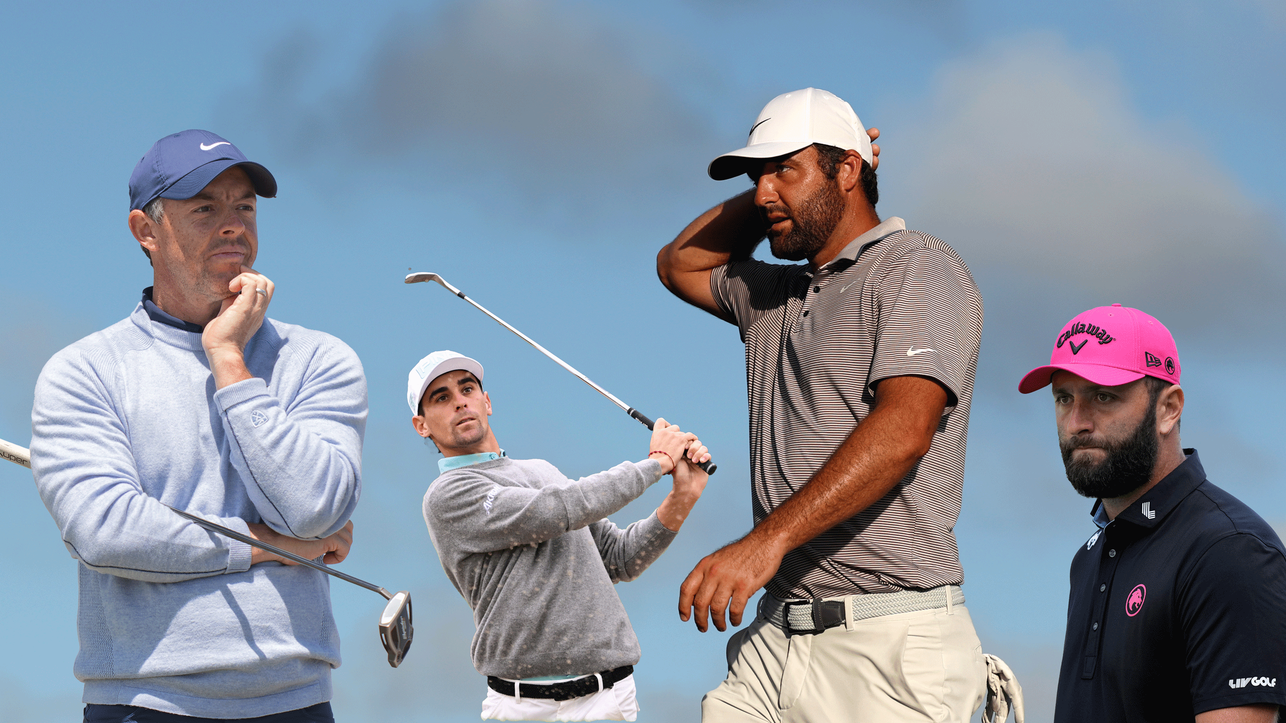 (L to R) Rory McIlroy, Joaquin Niemann, Scottie Scheffler and Jon Rahm