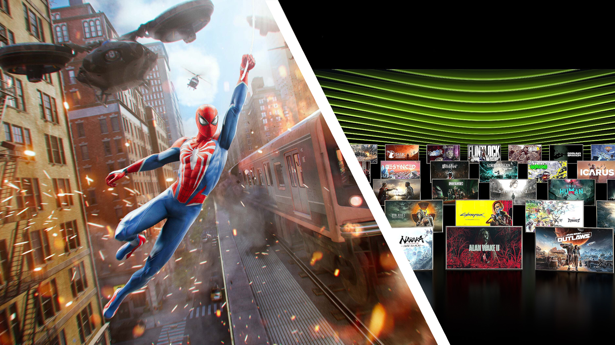 Screenshot of Marvel's Spider-Man 2 and Nvidia FG games