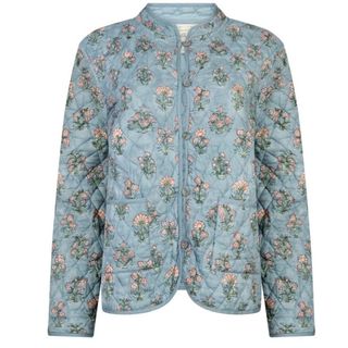 quilted denim jacket with floral print
