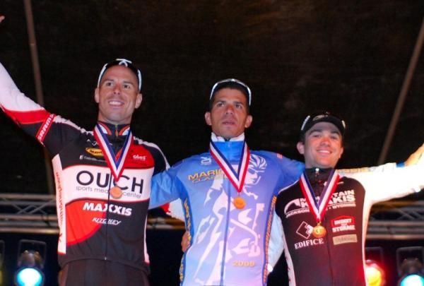 Men's podium (L-R): Karl Menzies (Team Ouch Presented By Maxxis), Luis Alberto Romero Amaran (Colavita Pro Cycling) and Eric Barlevav (Mountain Kahkis).