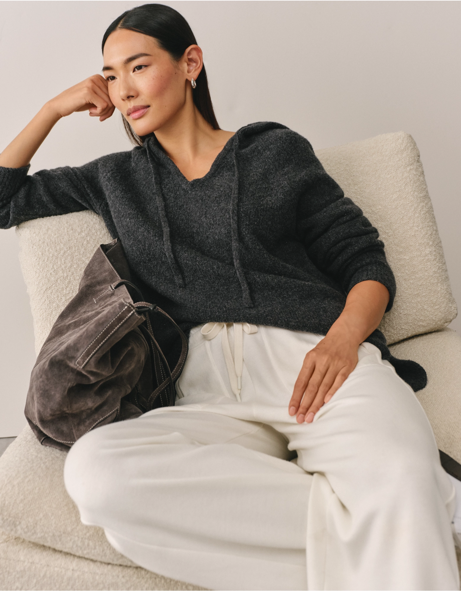 Cosy Long Line Hoodie | Loungewear | the White Company
