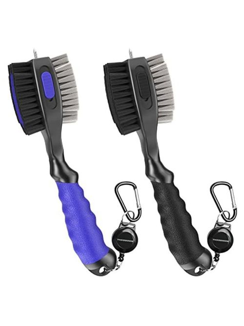 Retractable Golf Club Brushes and Groove Cleaner (2 Pack)
