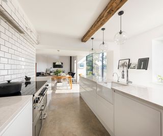 modern white galley kitchen