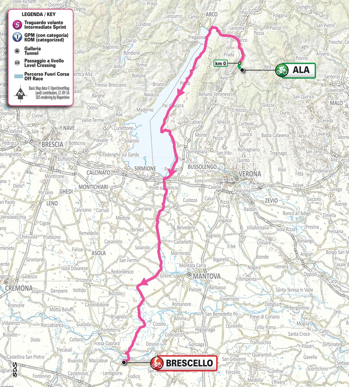 Map of stage 6 of the 2026 Giro d'Italia Women