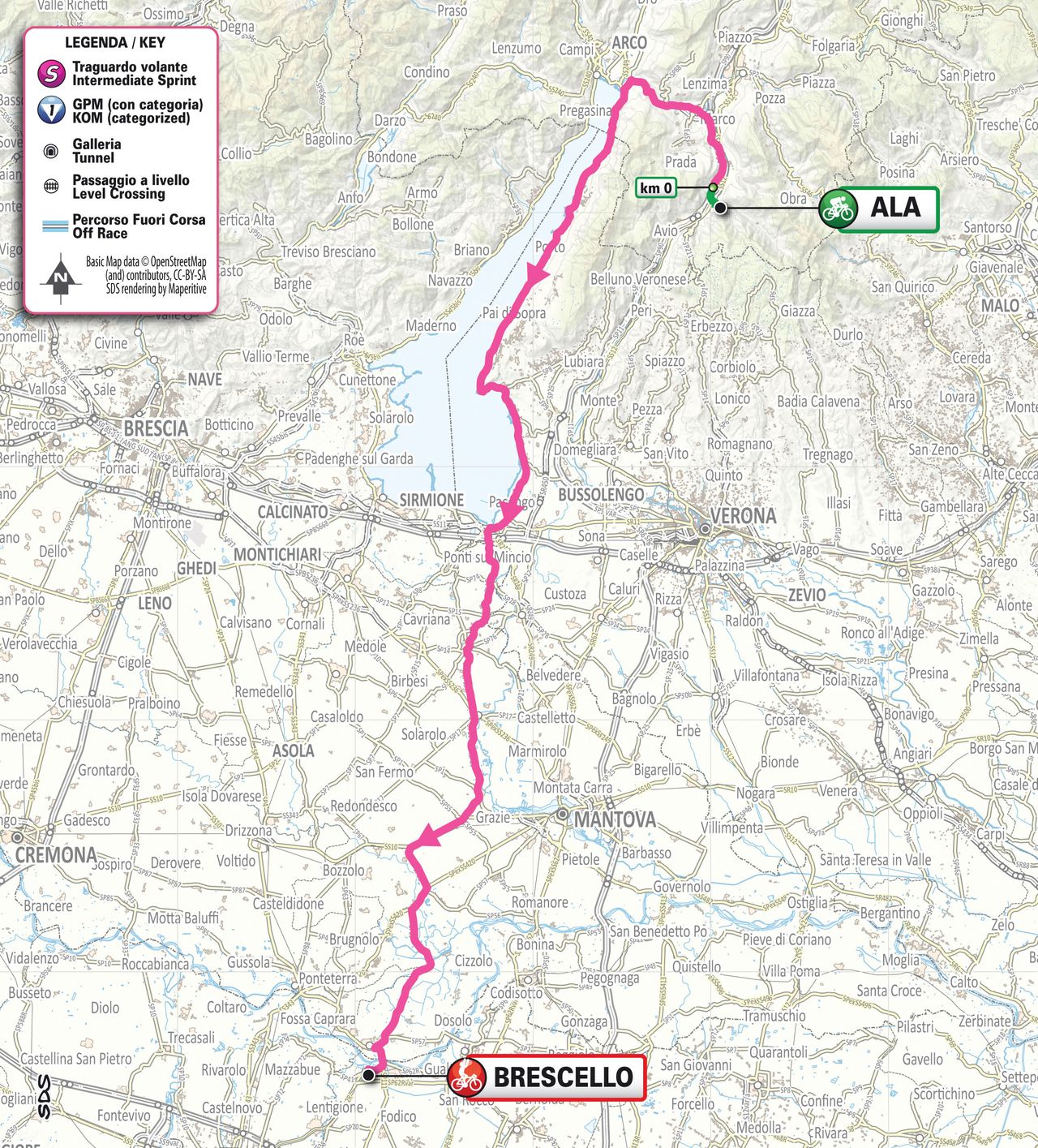 Map of stage 6 of the 2026 Giro d'Italia Women