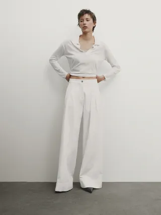 High-Waist Wide-Leg Trousers With Double Dart Detail