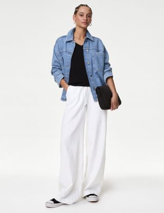 M&S Collection, Linen Blend Wide Leg Trousers