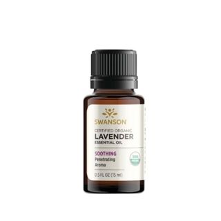 A lavender essential oil bottle