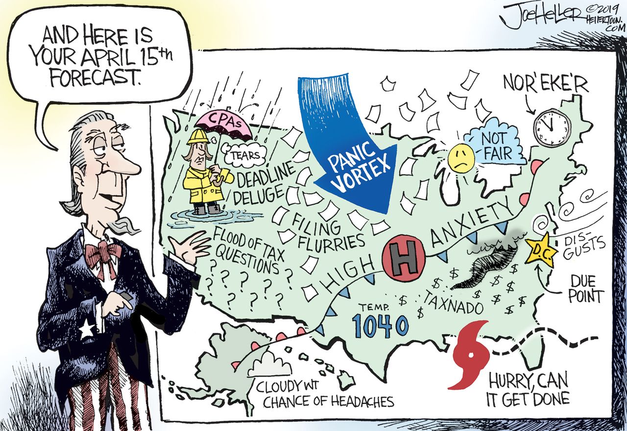 Editorial Cartoon U.S. April forecast tax season deadline