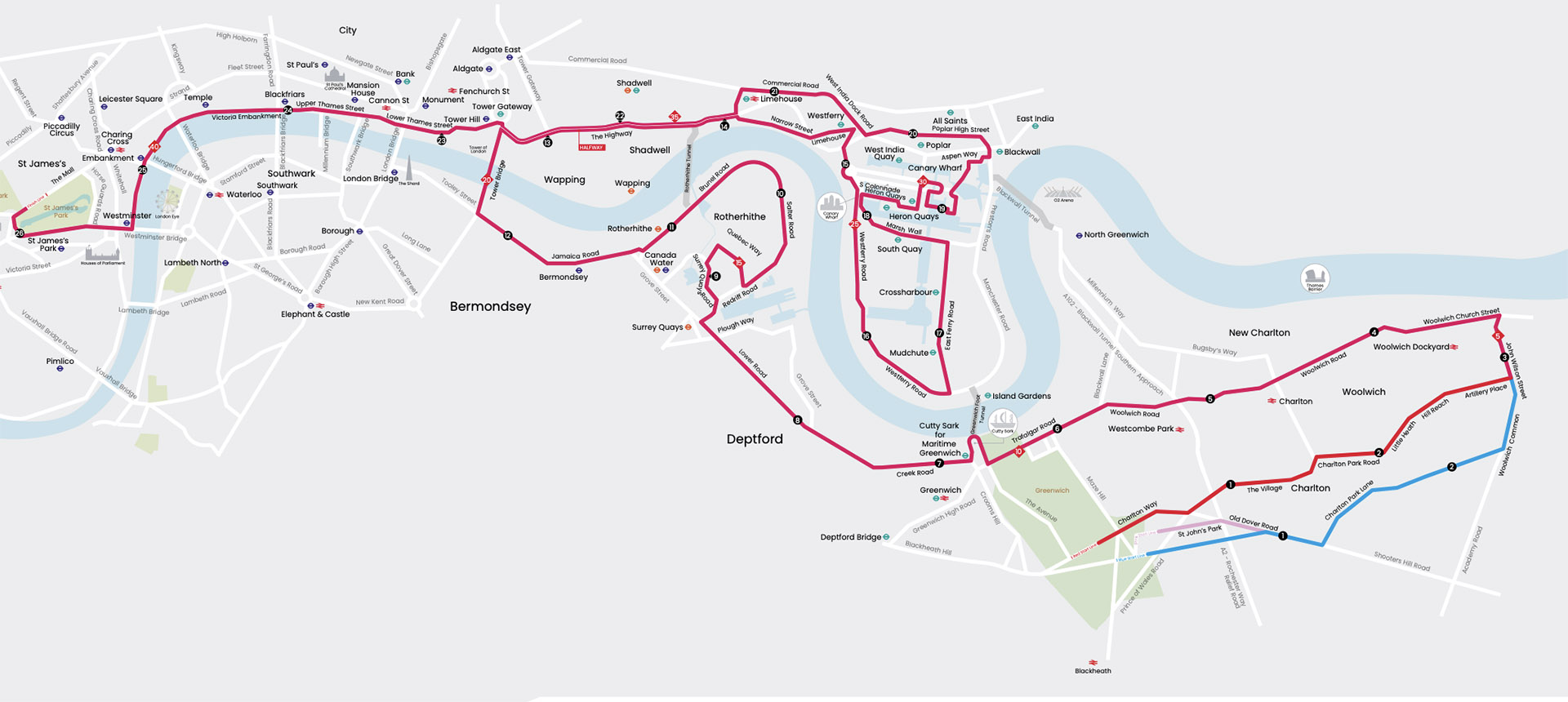 London Marathon map.