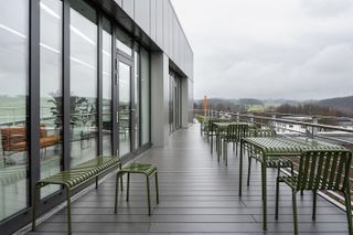 terrace at Schwalbe Hybrid Building by Archiproba