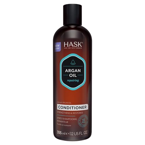 Hask Argan Oil Conditioner, Repairing for All Hair Types, Colour Safe, and Cruelty-Free - 1 355ml Bottle