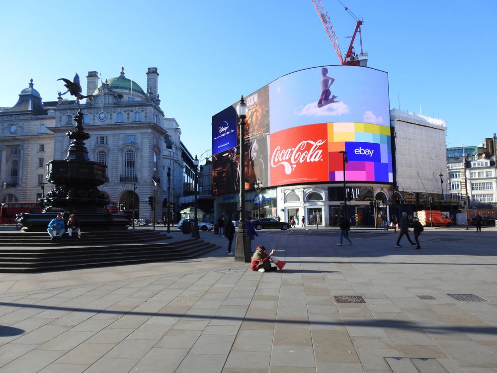 Near empty streets in central London 