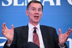 Chancellor of the Exchequer Jeremy Hunt speaking to an audience as the UK faces frozen income tax thresholds (Photo by Mandel NGAN / AFP) (Photo by MANDEL NGAN/AFP via Getty Images)