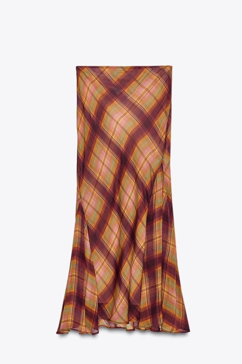 Zara, ZW Collection Plaid Maxi Skirt