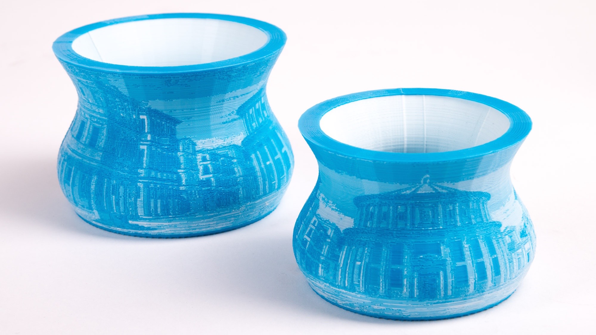 Example of ZMorph's advanced Voxelizer slicer software and Dual Pro toolhead-equipped printer coming together to make a unique two material object with image mapping. With enough time, experience, and the right tools, the creative possibilities are endless.
