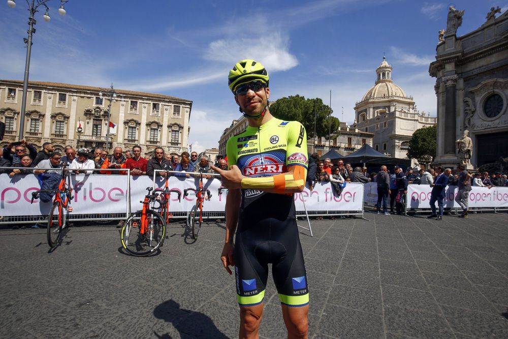 Siclian rider Giovanni Visconti (Neri Sottoli) at the start in Catania