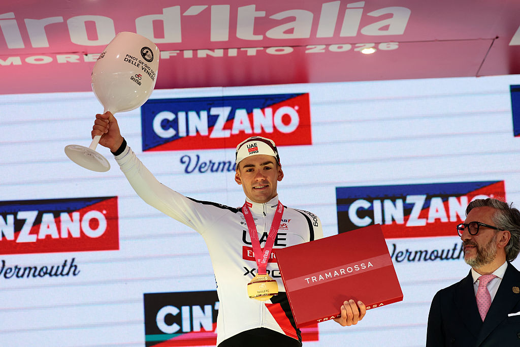 UAE Team Emirates - XRG Spanish rider Igor Arrieta celebrates on the podium after winning the 5th stage of the Giro d'Italia 2026