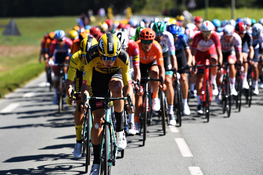 SAINTMARTINDERE FRANCE SEPTEMBER 08 Wout Van Aert of Belgium and Team Jumbo Visma Peloton during the 107th Tour de France 2020 Stage 10 a 1685km stage from ile dOleron Le Chateau dOleron to ile de Re Saint Martin de Re TDF2020 LeTour on September 08 2020 in Saint Martin de Re France Photo by Tim de WaeleGetty Images