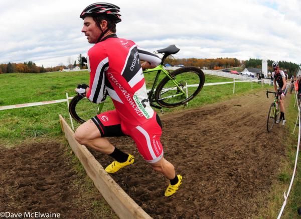 Dylan McNicholas (Cyclocrossworld.com) racing in second place