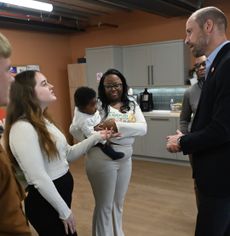 Prince William talking to people at Centrepoint