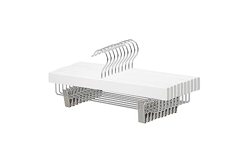 Amazon Basics Wooden Hangers With Clips, 10-Pack, 36 Cm, White