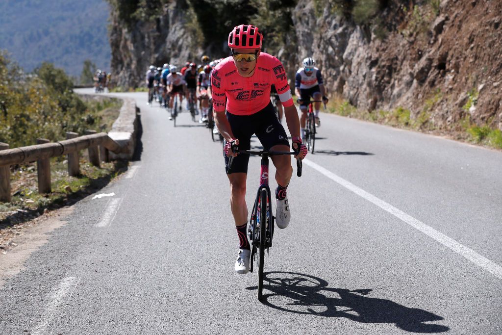VALDEBLORE LA COLMIANE FRANCE MARCH 13 Neilson Powless of United States and Team EF Education Nippo during the 79th Paris Nice 2021 Stage 7 a 119km stage from Le Broc to Valdeblore La Colmiane 1501m Breakaway Stage itinerary redesigned due to COVID19 lockdown imposed in the city of Nice ParisNice on March 13 2021 in Valdeblore La Colmiane France Photo by Bas CzerwinskiGetty Images