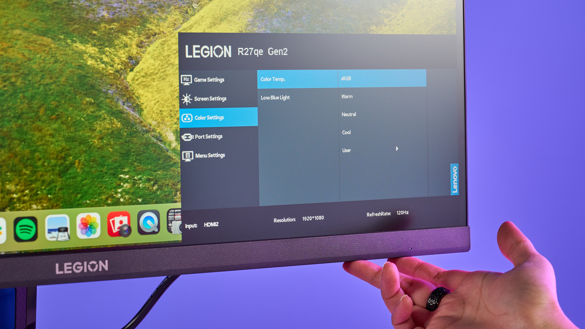 A Lenovo Legion R27qe Gen 2 gaming monitor