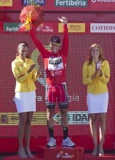 Juan Jose Cobo (Geox-TMC) looks set to win the overall Vuelta after holding the lead on the final summit finish.