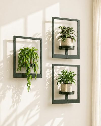 Bamworld Hanging Planters for Indoor Plants Wall Decor Living Room Plant Stand Indoor Wall Planters Plant Hanger Window Plant Shelves 3 Pack for Outdoor Entryway