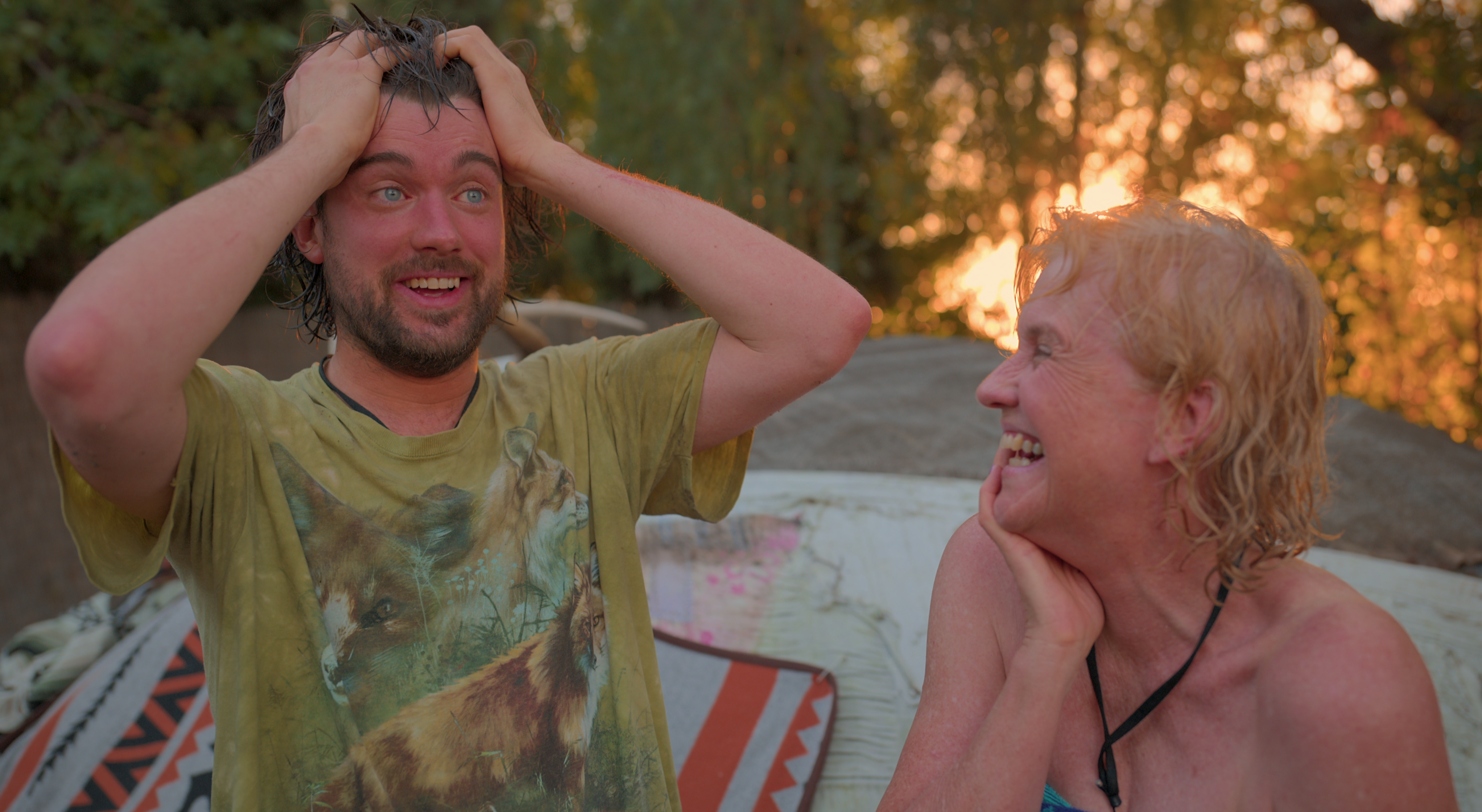 Jack and his mother Hilary sweat it out in LA.