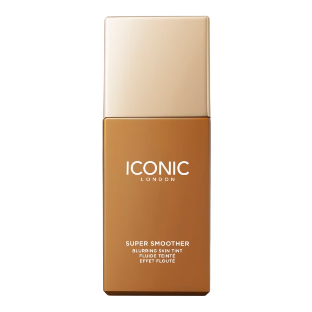 A product shot of the ICONIC London Super Smoother Blurring Skin Tint, on a white background