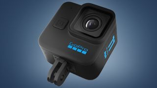 The GoPro Hero 11 Black Mini on a blue background
