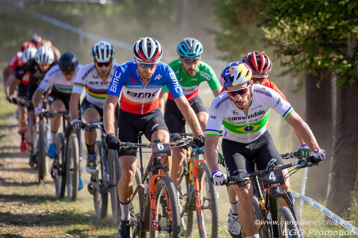 Henrique Avancini (Cannondale Factory Racing), Mathias Fluckiger (Th&Atilde;&para;mus RN Swiss Bike Team), Titouan Carod (BMC Mountainbike Racing Team), Gerhard Kerschbaumer (Torpado Ursus), Nino Schurter (Scott-SRAM MTB Racing)