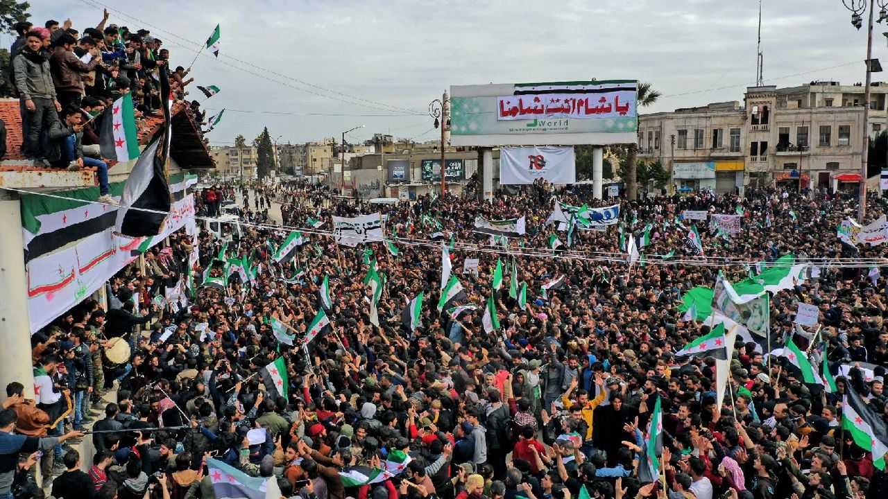 Aerial photo of huge protest