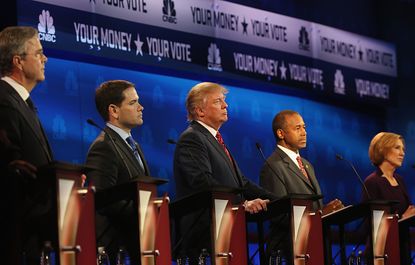 Republican presidential candidates at the CNBC debate.