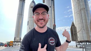 Tim Dodd at SpaceX Starship facilities in Boca Chica, Texas.