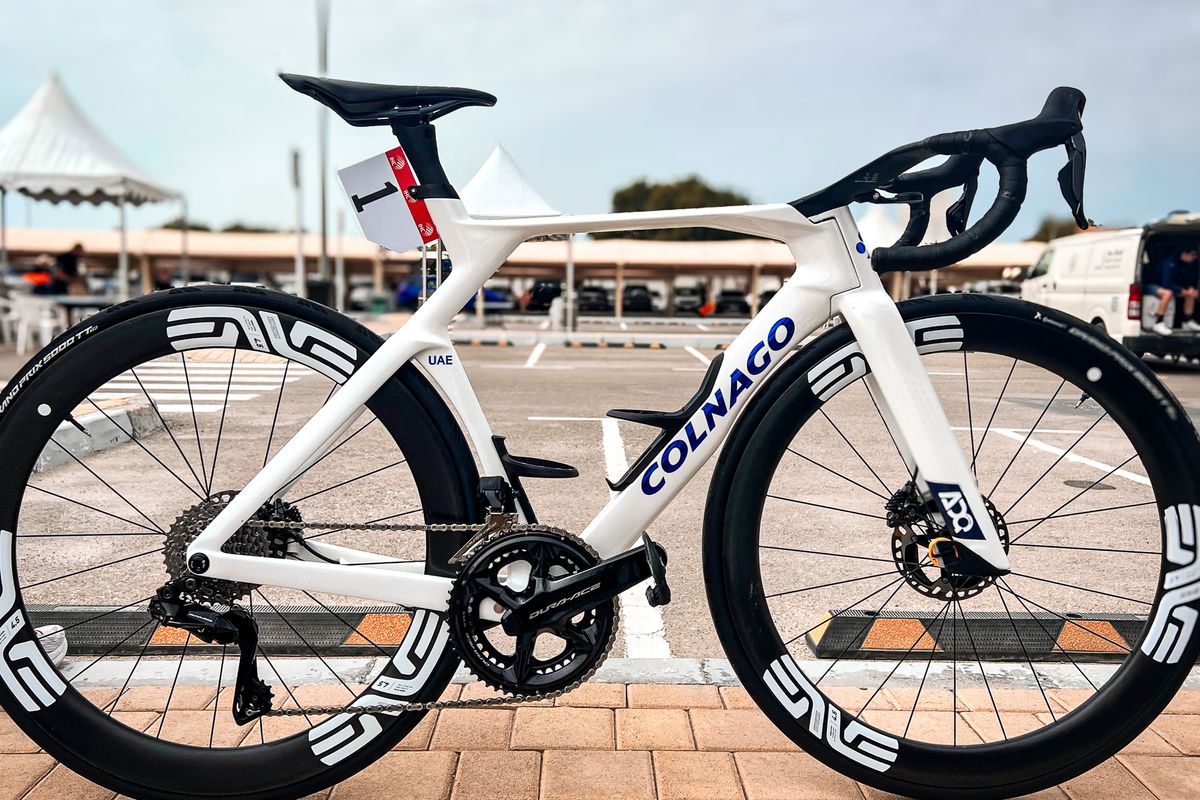 Detail photos of Elisa Longo Borghini&#039;s Colnago Y1Rs at the UAE Tour Women 2025