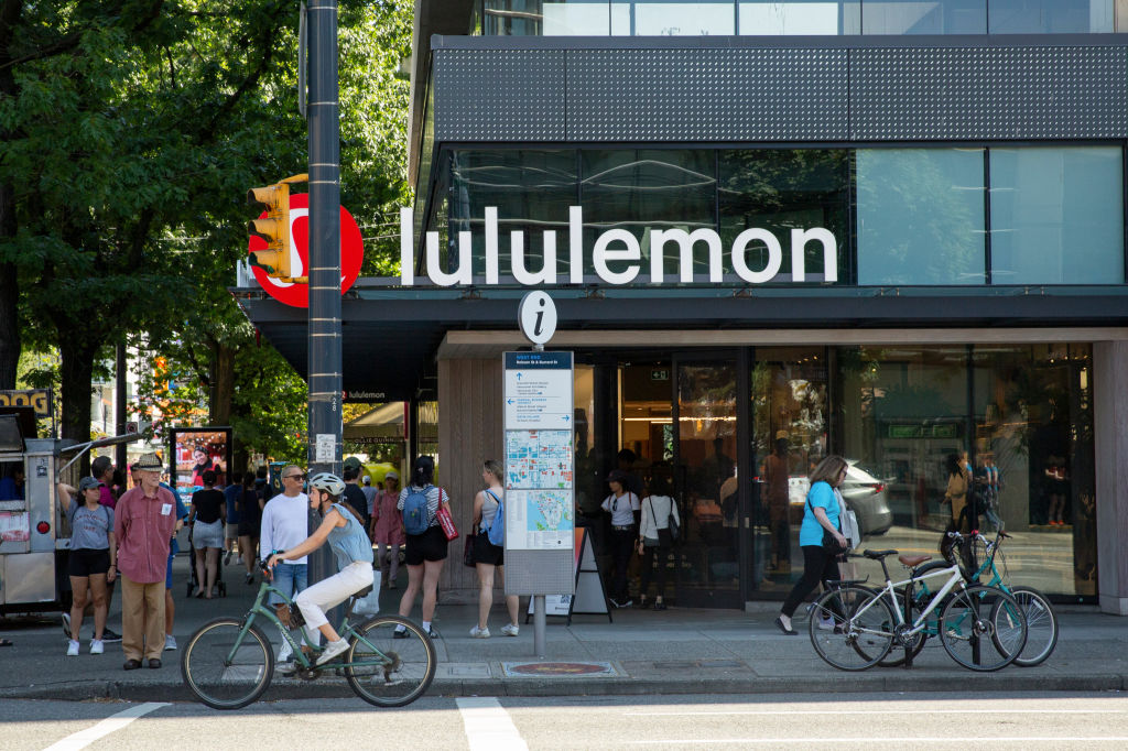 Shoppers outside a Lululemon store in Vancouver, British Columbia, Canada