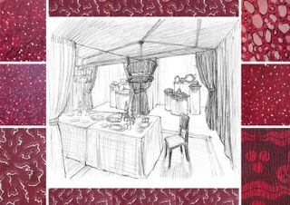 Sketch of Ashley Hicks’ dinner table design for 'Il Galateo – a journey into conviviality'.