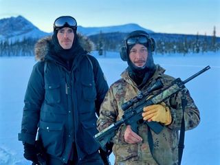 Simon with caribou hunter Charlie Swaney