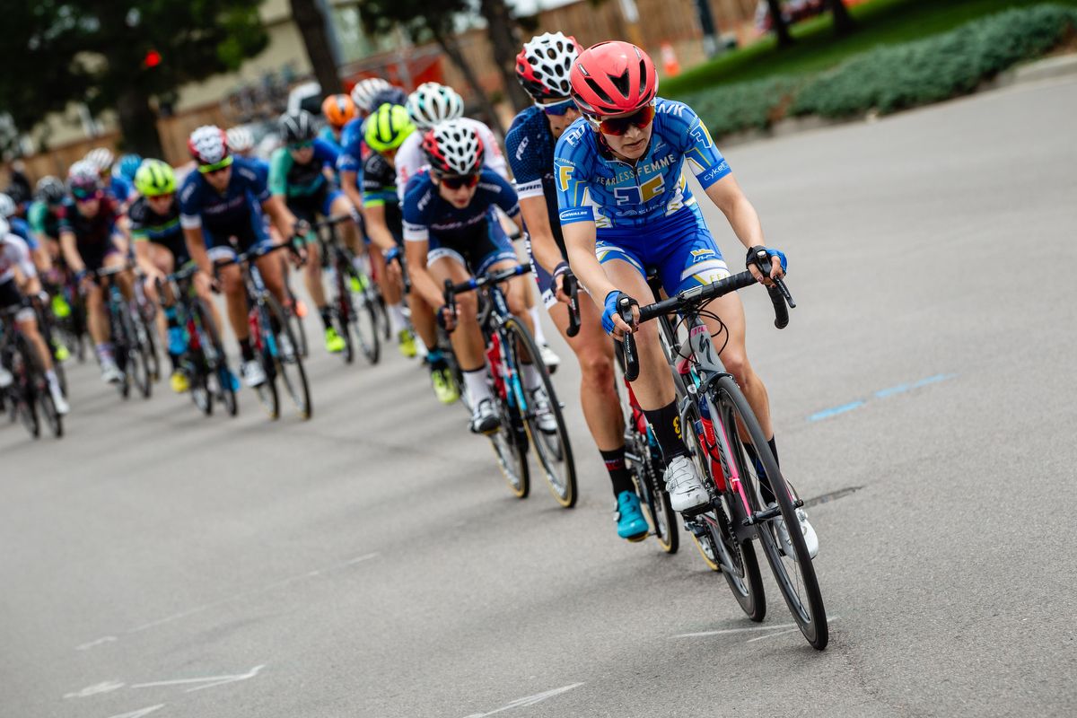 The front of the field starts to string out on stage 3 of the Colorado Classic on August 24, 2019 in Golden, Colorado.