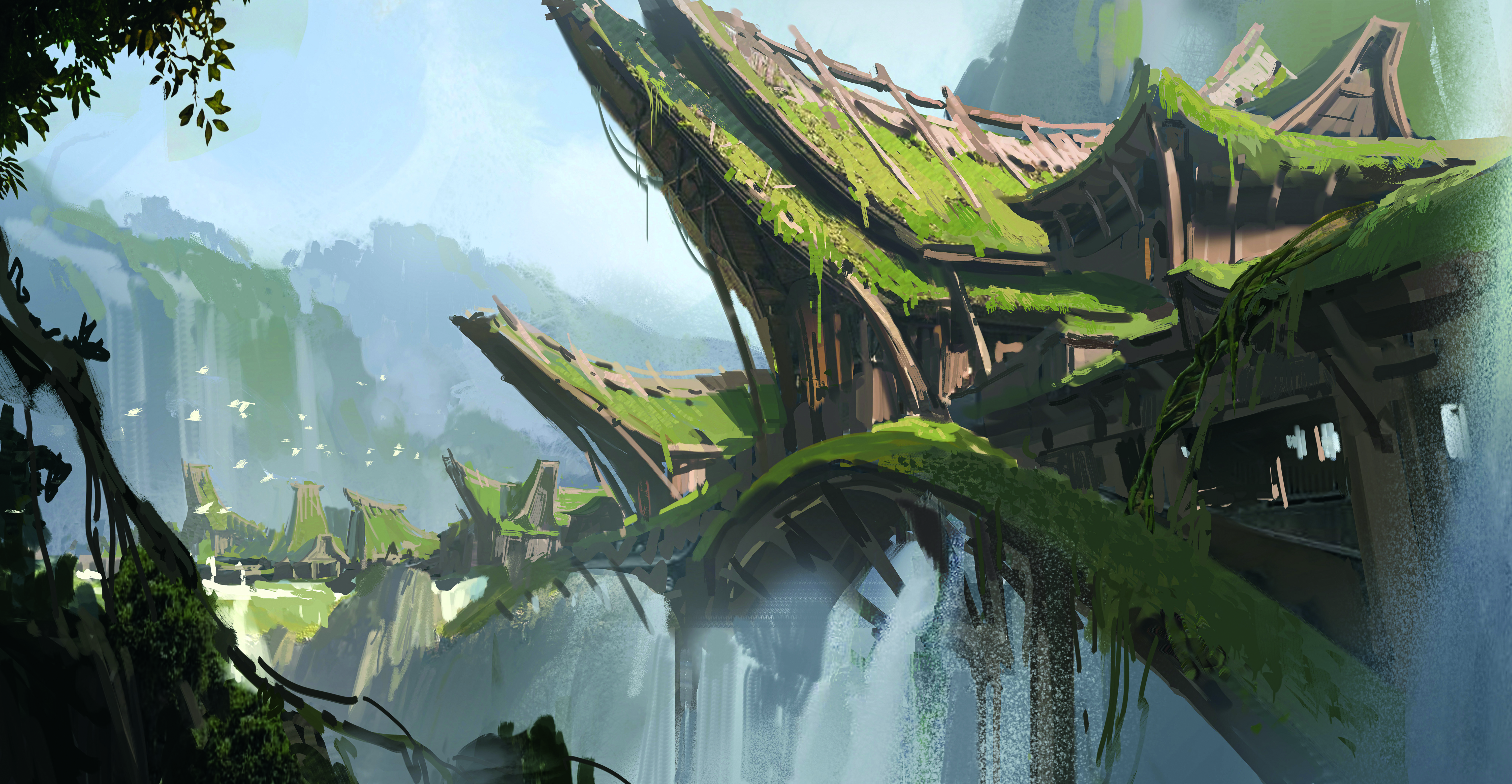 Digital painting of a bridge 