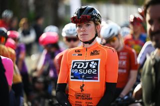 ELX SPAIN FEBRUARY 16 Demi Vollering of Netherlands and Team FDJ SUEZ Orange Leader Jersey prior to the 9th Setmana Ciclista Volta Femenina de la Comunitat Valenciana 2025 Stage 4 a 1325km stage from Elx to Alacant on February 16 2025 in Elx Spain Photo by Szymon GruchalskiGetty Images