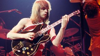 Steve Howe on stage with Yes at Madison Square Garden in New York in September 1978 