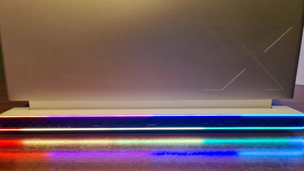 Alienware x16 on a wooden desk