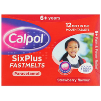 Calpol SixPlus FastMelts Strawberry (12 Tablets) - £3.50 | AYP Healthcare