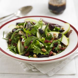 Crunchy Pancetta And Hazelnut Salad With Warm Balsamic Dressing